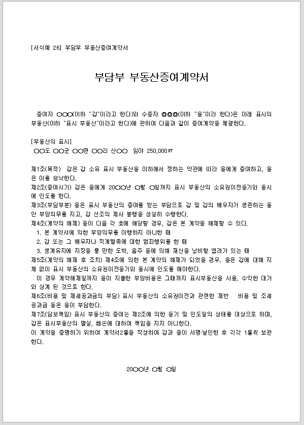 계약서 (부담부부동산증여)