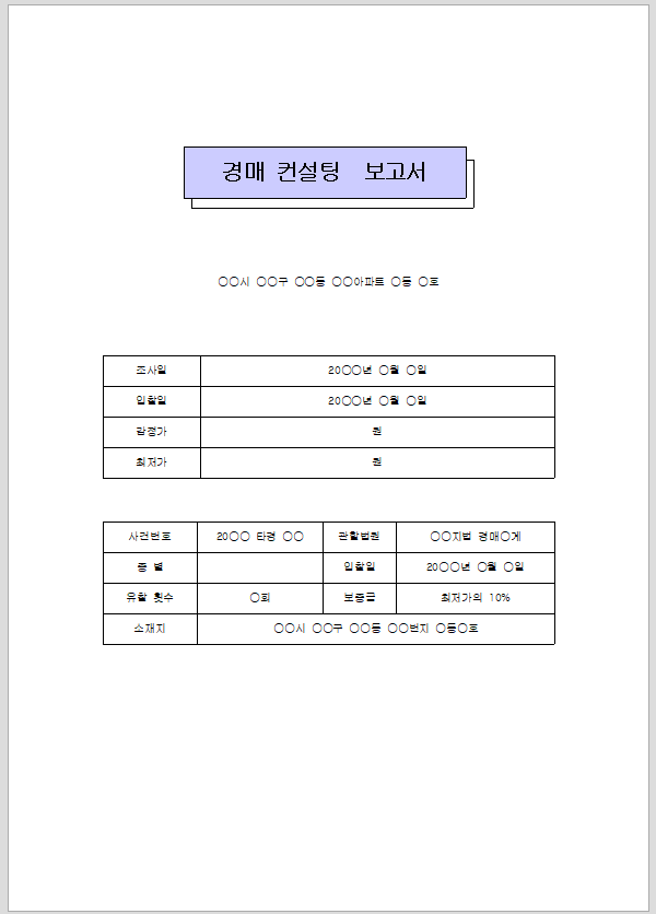 경매 컨설팅 보고서