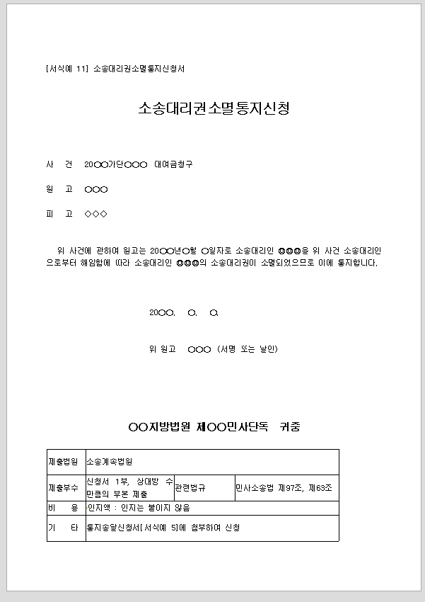 신청서 (소송대리권소멸)